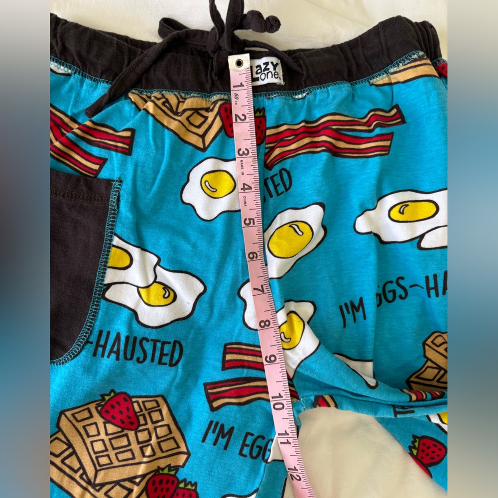 LazyOne “I’m Eggs-hausted” Bacon Eggs Pajama Pants – Women’s Small 100% Cotton - Picture 5 of 10